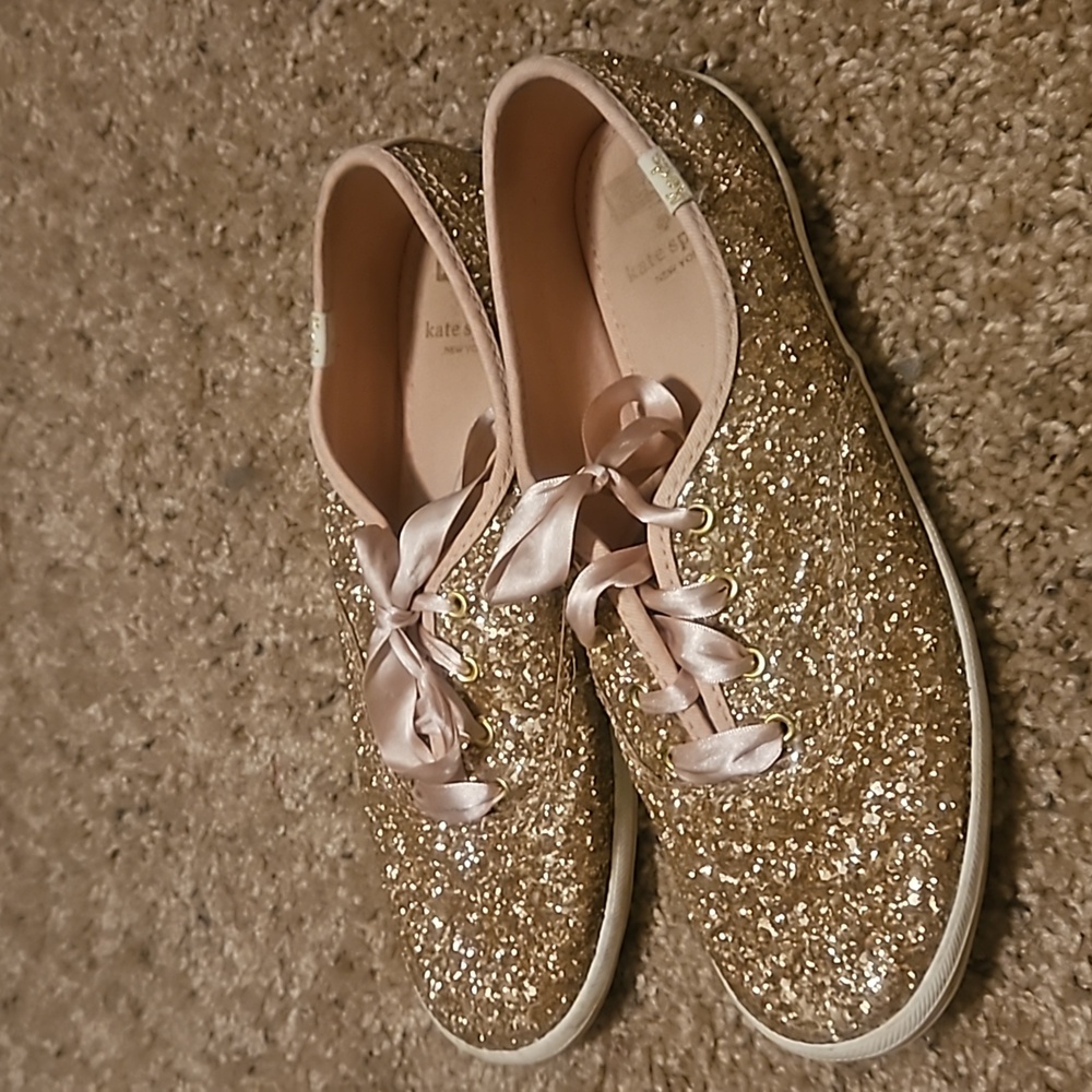 Kate Spade size 8 Gold Sequined Keds